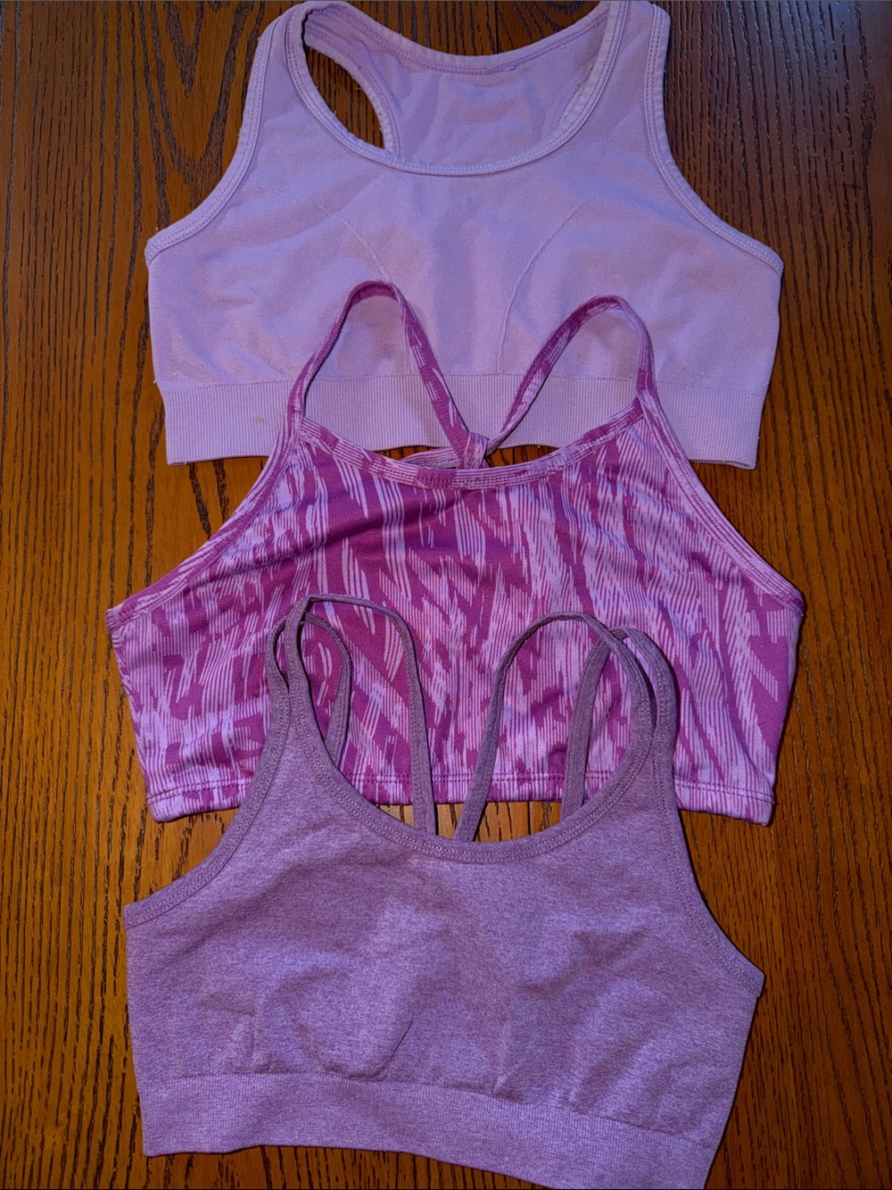 Girl’s Seamless & Printed Sports Bralette Trio